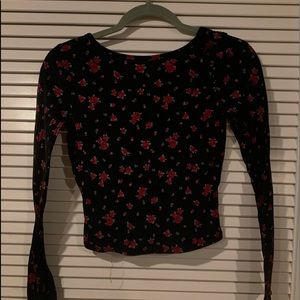 black floral long sleeve shirt